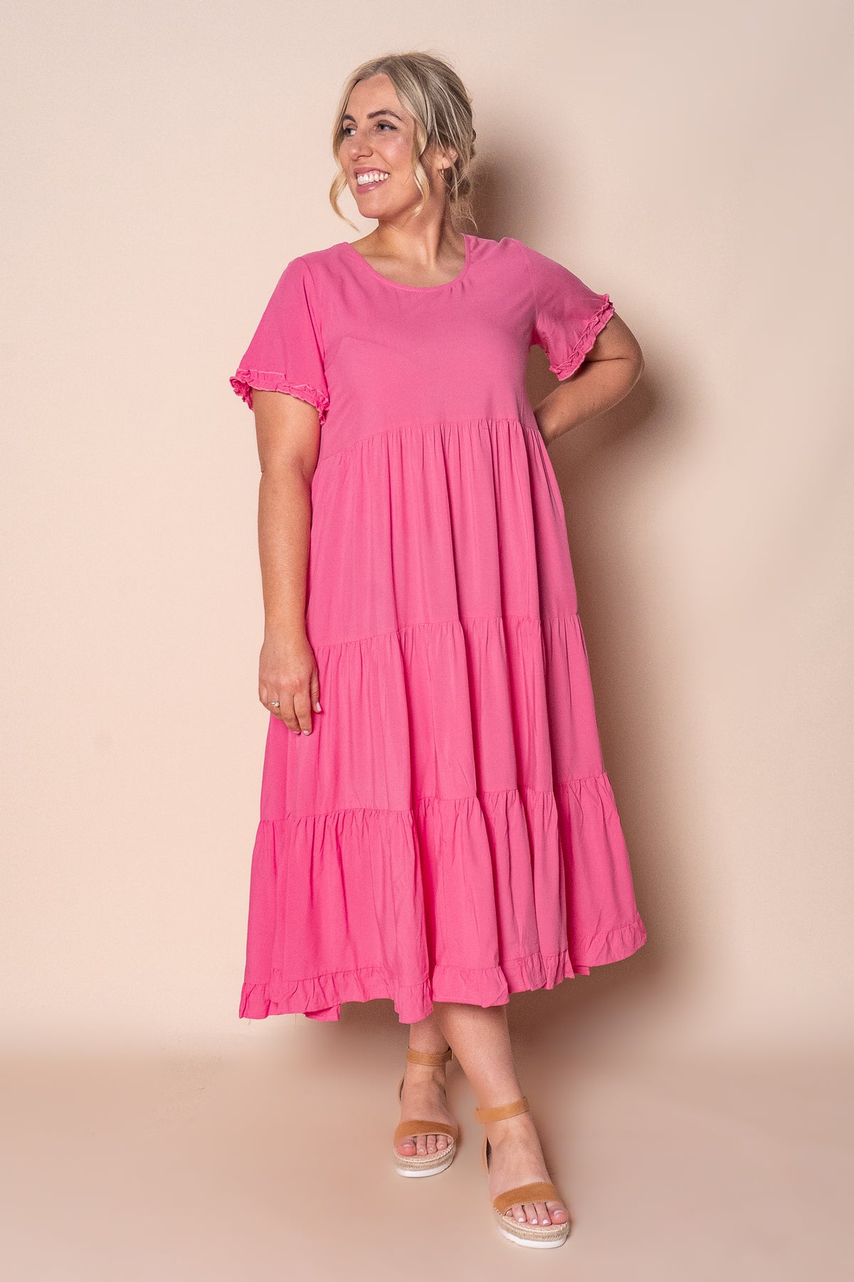Verina Midi Dress in Pink