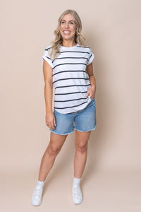 Manly Stripe Tee in White - Foxwood