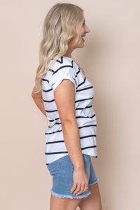 Manly Stripe Tee in White - Foxwood