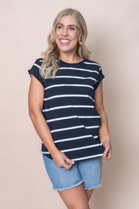 Manly Stripe Tee in Navy - Foxwood