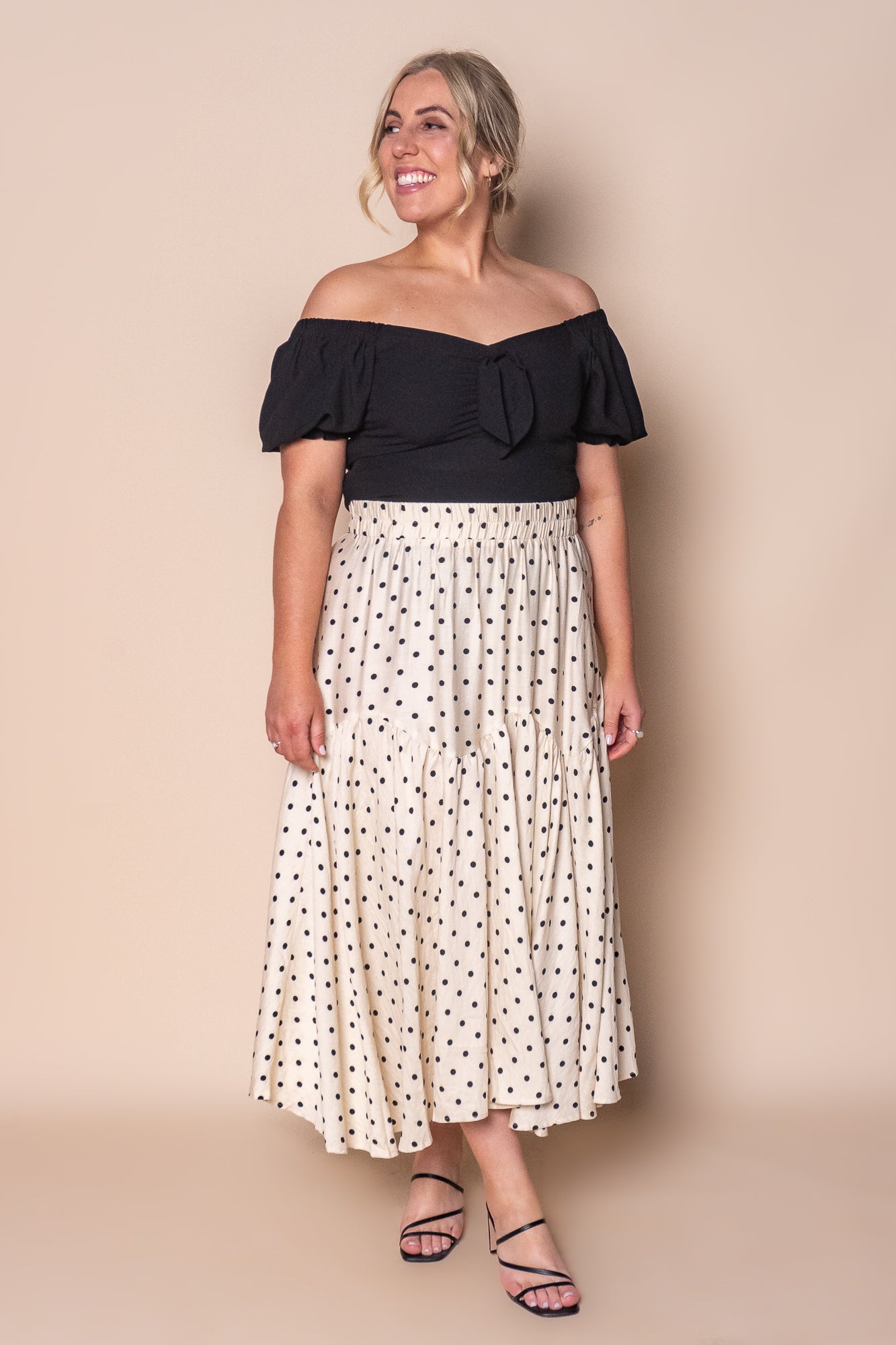Julia Polka Dot Midi Skirt in Vintage Cream – Always Alice