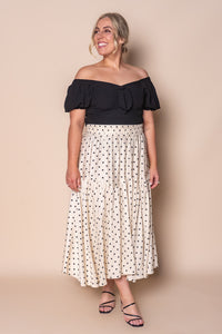 Julia Polka Dot Midi Skirt in Vintage Cream