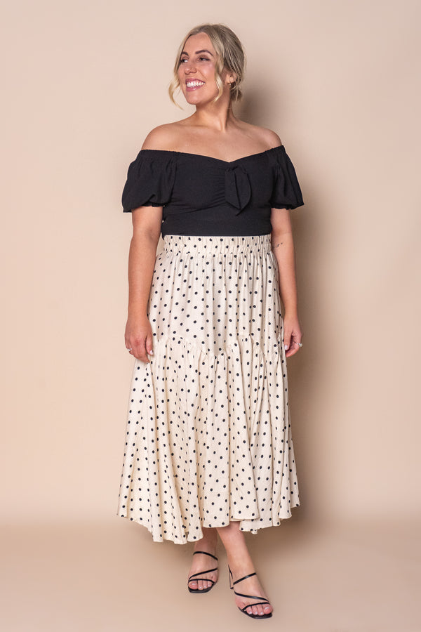 Julia Polka Dot Midi Skirt in Vintage Cream