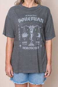 Bohemian Oversized Tee in Charcoal - All About Eve