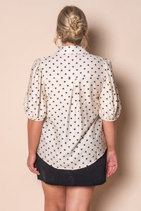 Roberts Polka Dot S/S Top in Vintage Cream