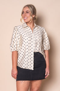 Roberts Polka Dot S/S Top in Vintage Cream