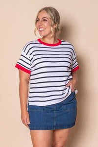 Danny S/S Striped Knit Top in White