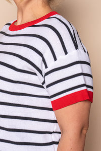 Danny S/S Striped Knit Top in White