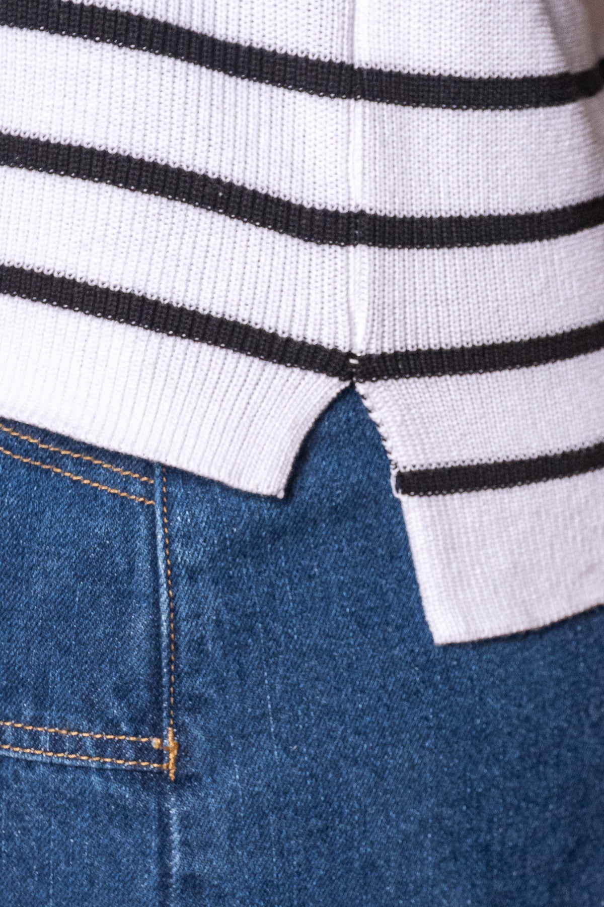 Danny S/S Striped Knit Top in White