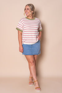 Danny S/S Striped Knit Top in Ivory
