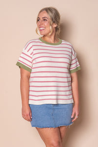 Danny S/S Striped Knit Top in Ivory