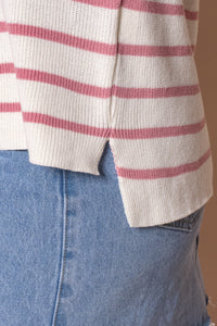 Danny S/S Striped Knit Top in Ivory