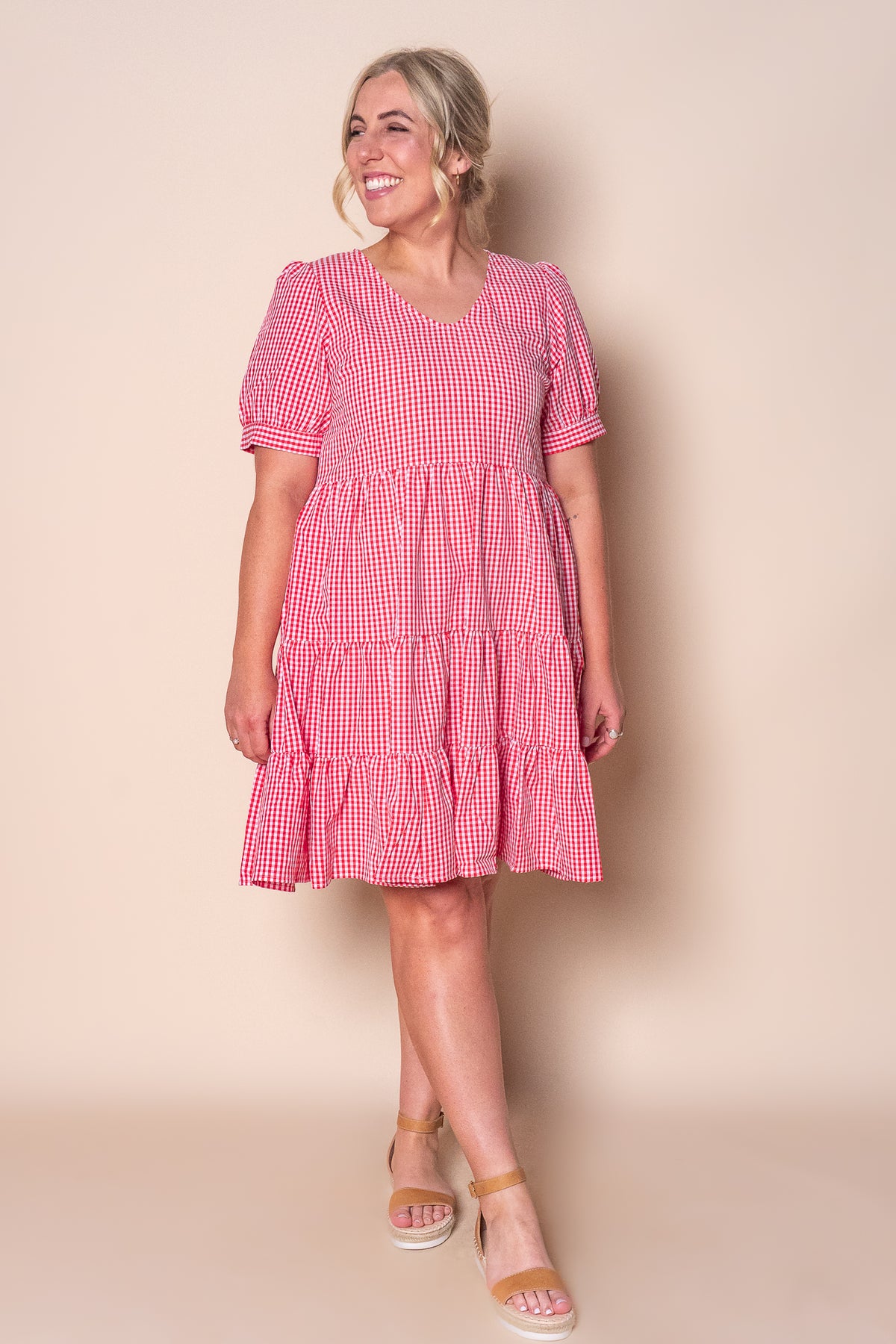 Yansi Gingham Dress in Red