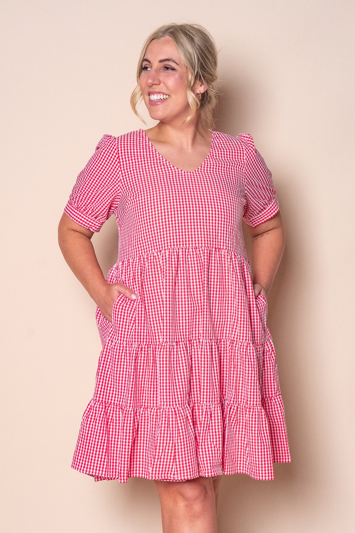Yansi Gingham Dress in Red