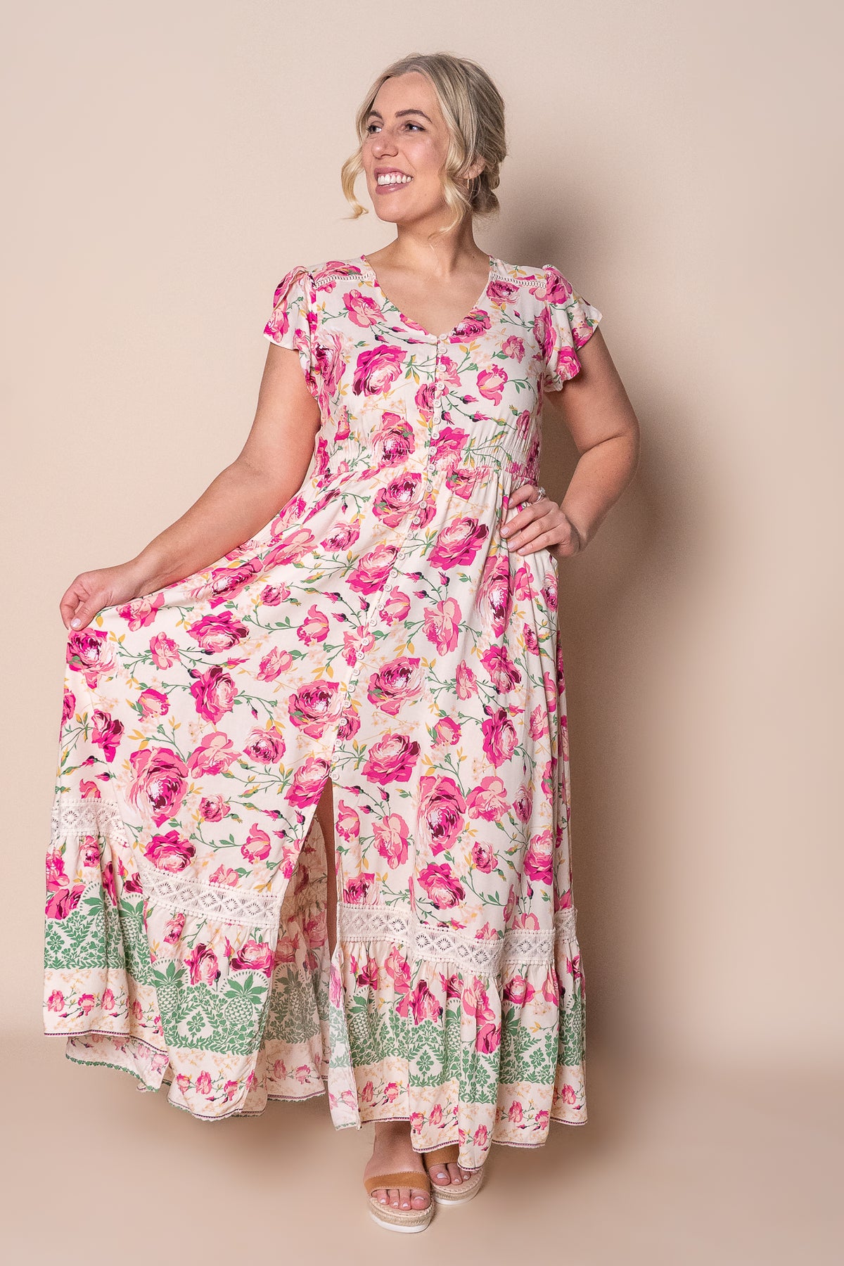 Danielle Maxi Dress in Soft Peach