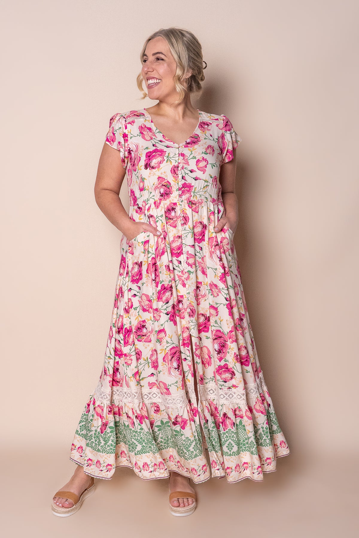 Danielle Maxi Dress in Soft Peach