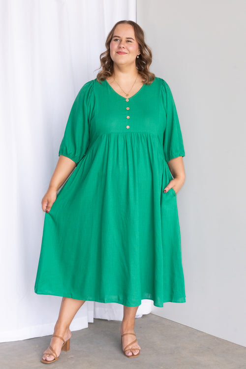 Emery Midi Dress in Emerald