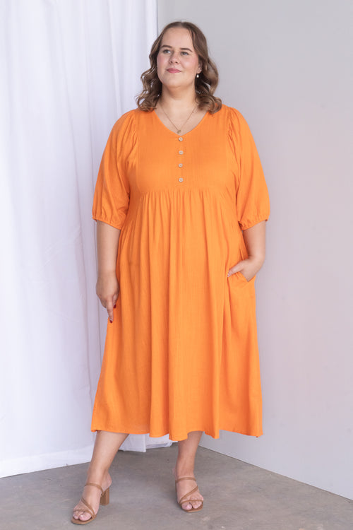 Emery Midi Dress in Orange