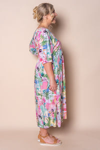 Linda Midi Dress in Pink Multi