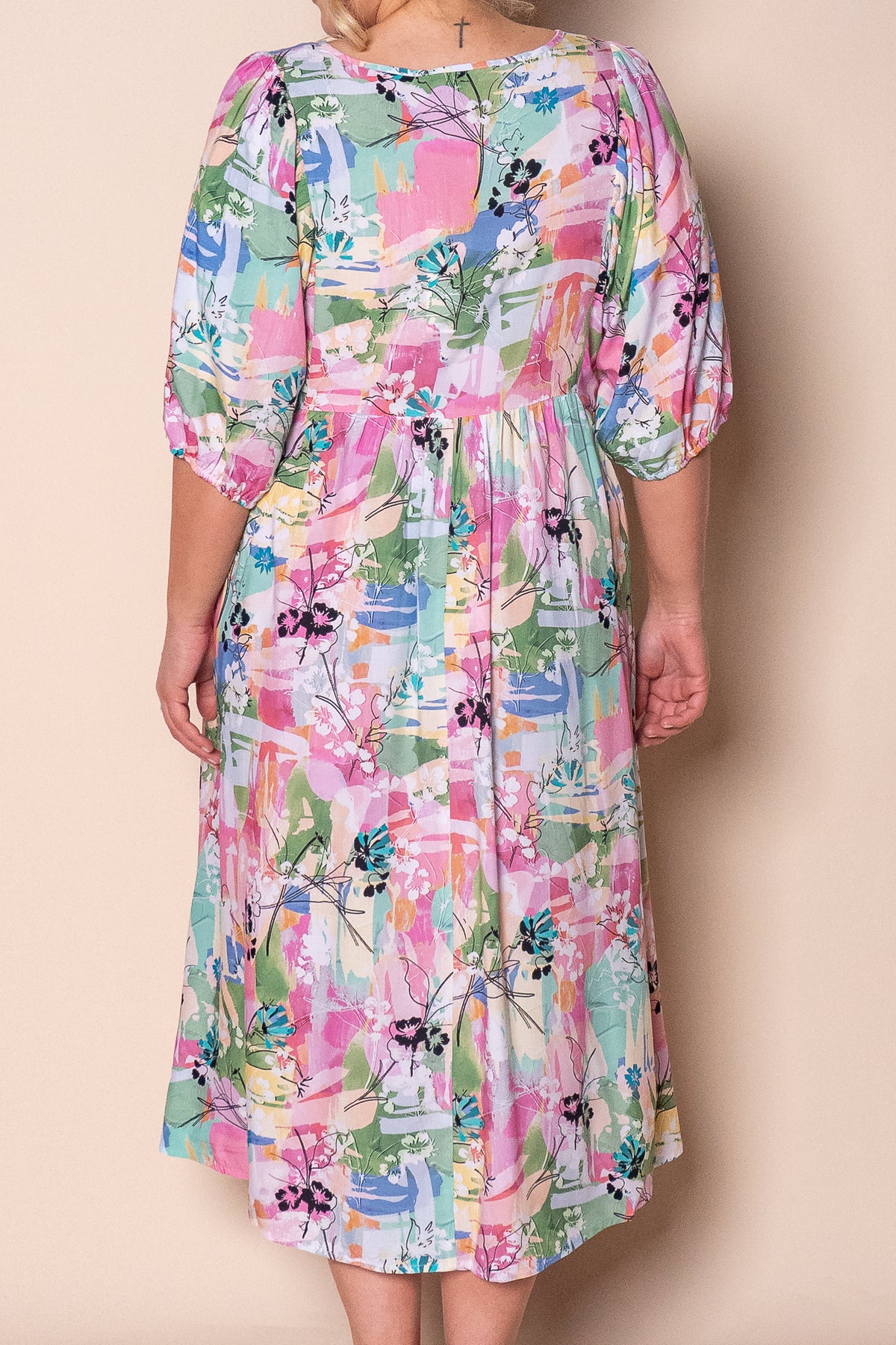 Linda Midi Dress in Pink Multi