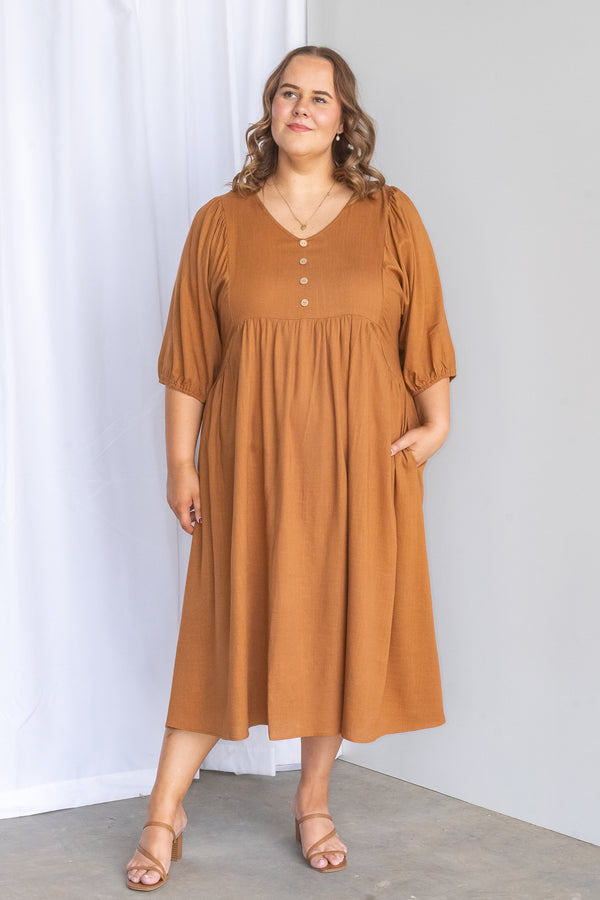 Emery Dress in Tan