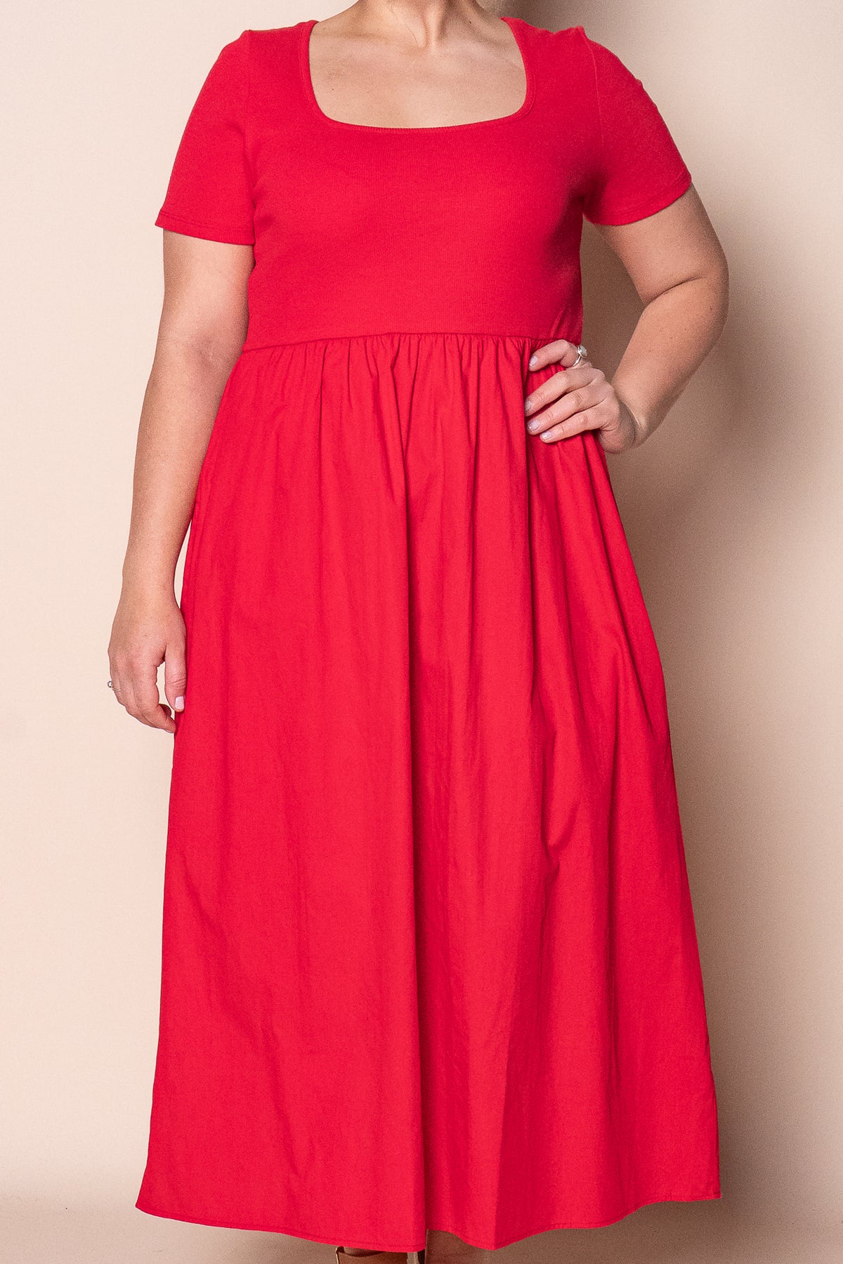 Ella Midi Dress in Crimson - Foxwood