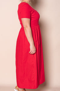 Ella Midi Dress in Crimson - Foxwood