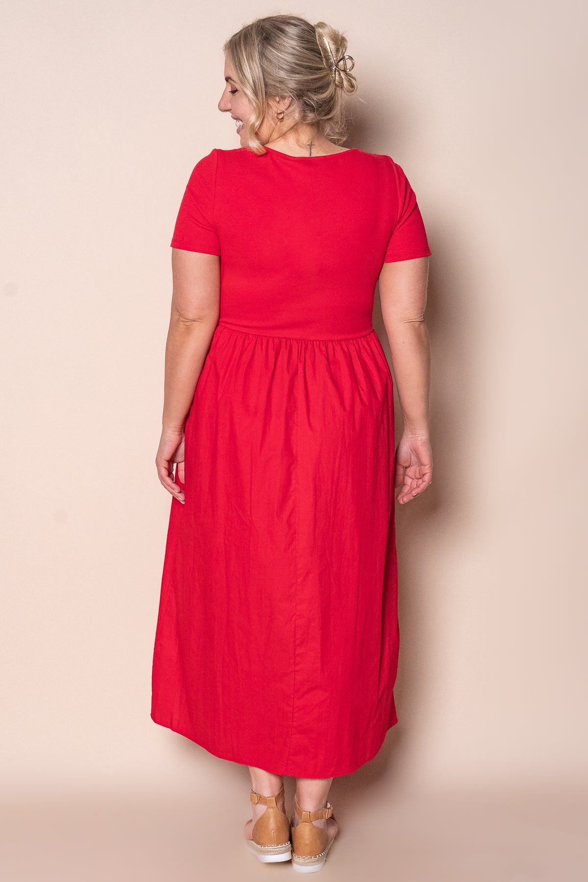 Ella Midi Dress in Crimson - Foxwood