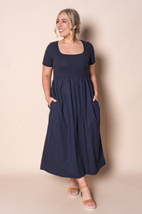 Ella Midi Dress in Navy - Foxwood