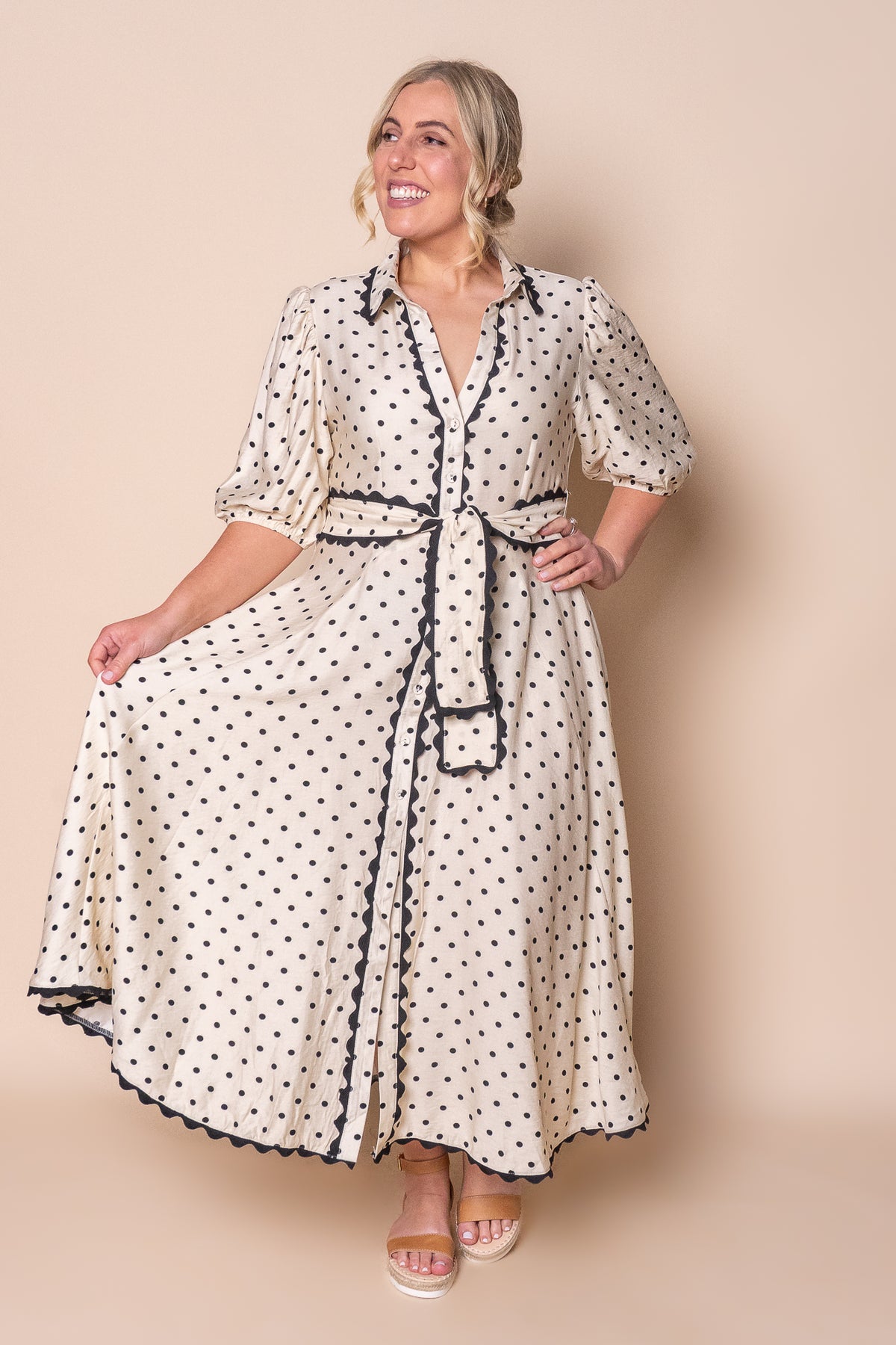 Jagger Midi Dress in Vintage Cream