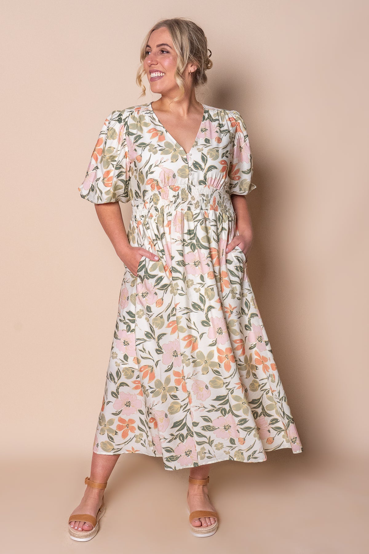 Solana Midi Dress in Ivory