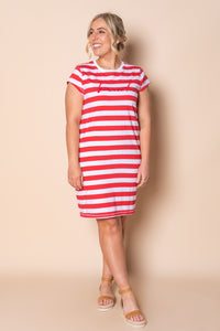 Signature Stripe Tee Dress in Cayenne & White Stripe - Foxwood