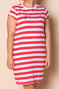 Signature Stripe Tee Dress in Cayenne & White Stripe - Foxwood
