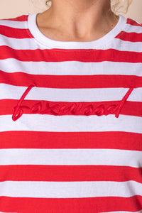 Signature Stripe Tee Dress in Cayenne & White Stripe - Foxwood
