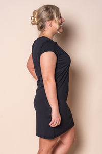 Signature Embroidery Tee Dress in Black - Foxwood