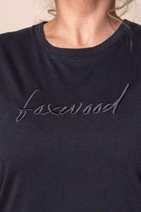Signature Embroidery Tee Dress in Black - Foxwood