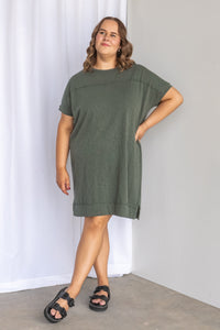 Allison Tee Dress in Khaki - Foxwood