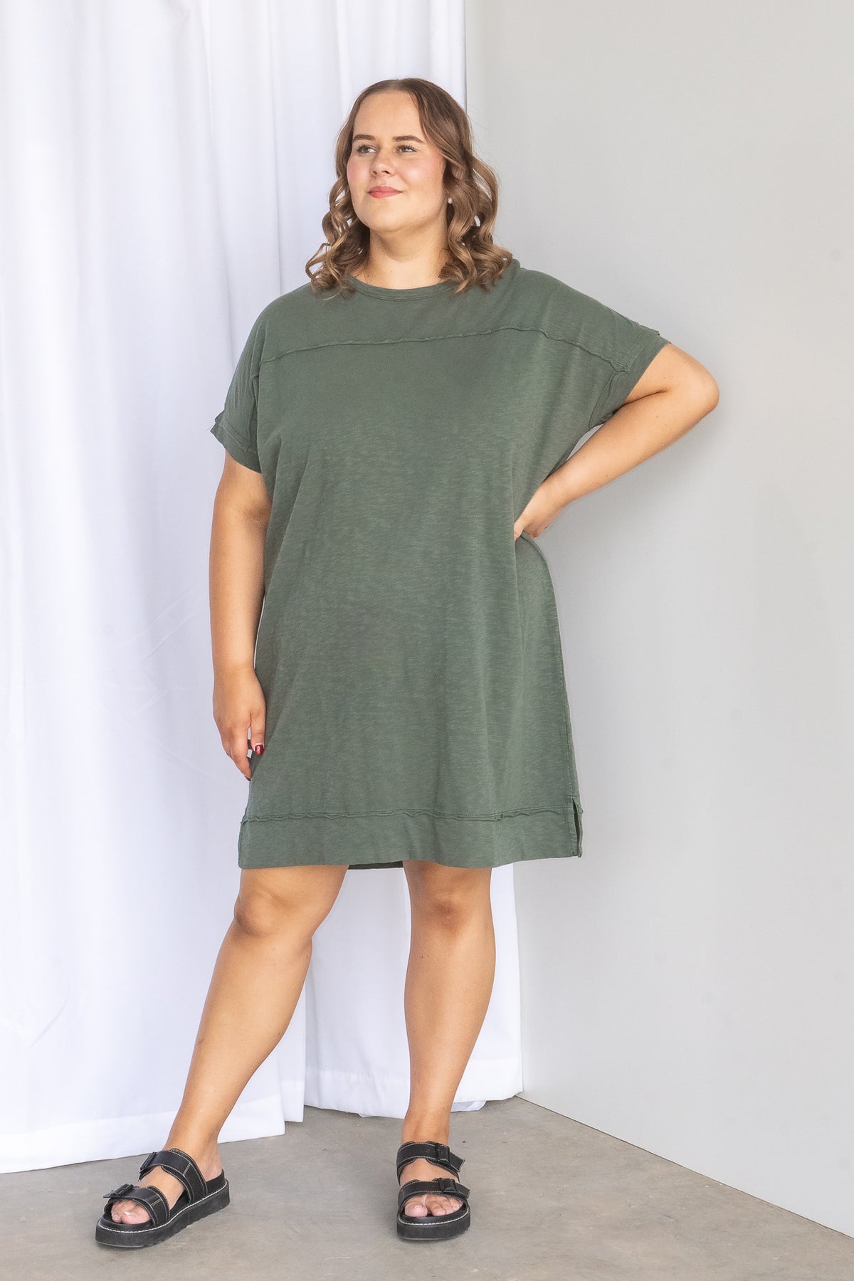 Allison Tee Dress in Khaki - Foxwood