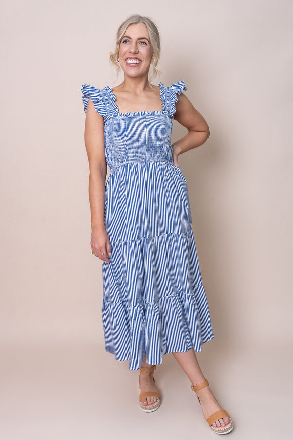 Agriella Dress in Blue Stripe