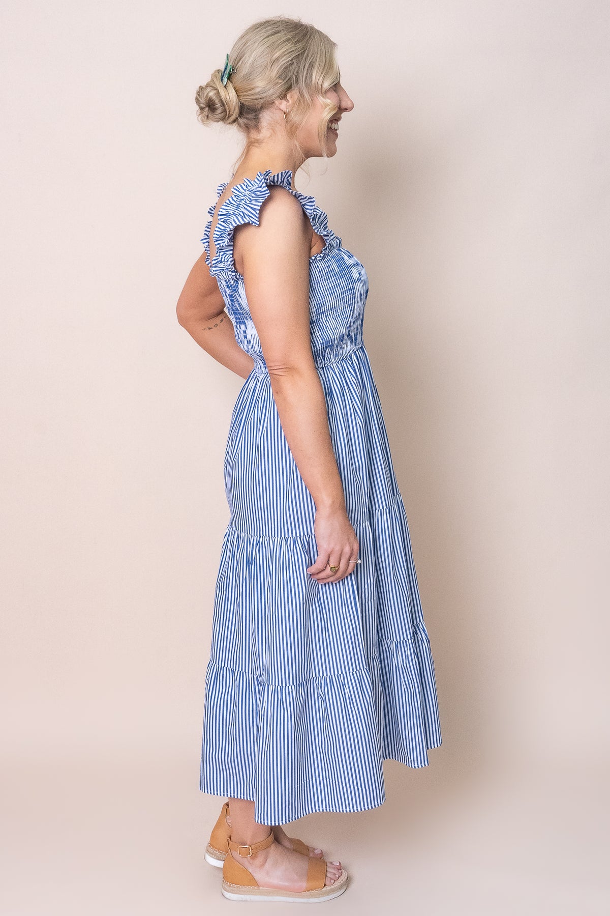 Agriella Dress in Blue Stripe