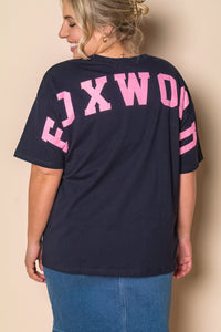Interval Tee in Navy/Neon Pink - Foxwood