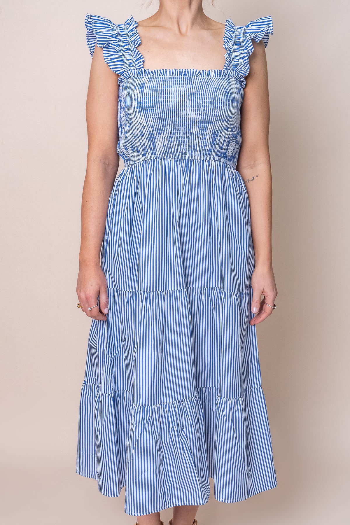 Agriella Dress in Blue Stripe