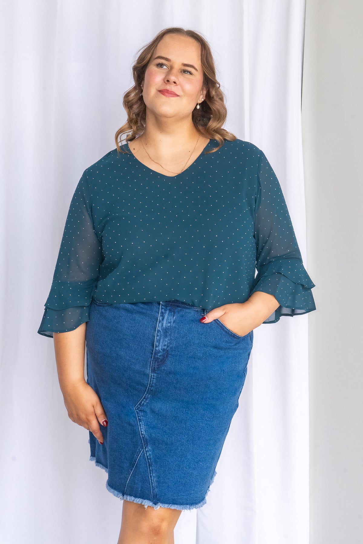 Ottoline Top in Dark Emerald