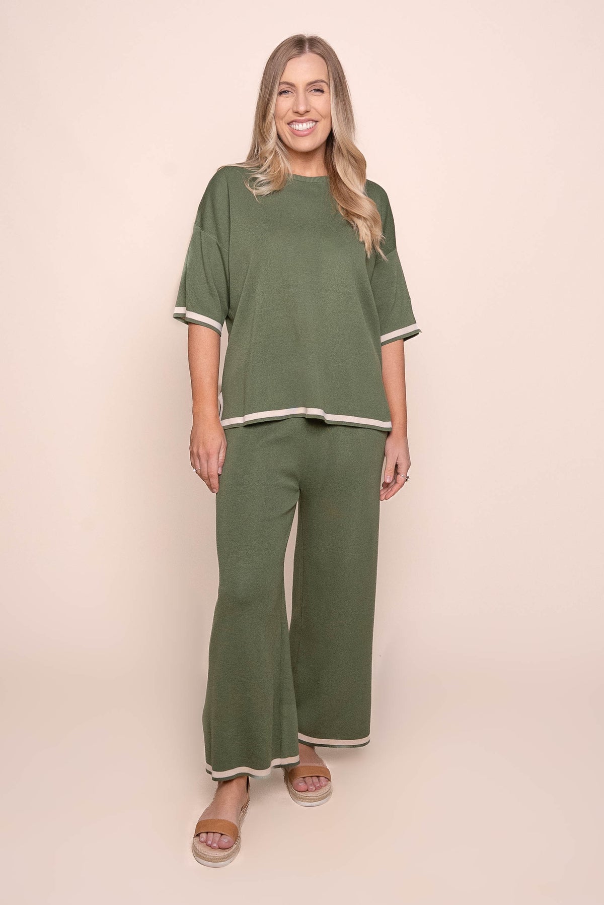 Harlina Knit Set in Olive Green