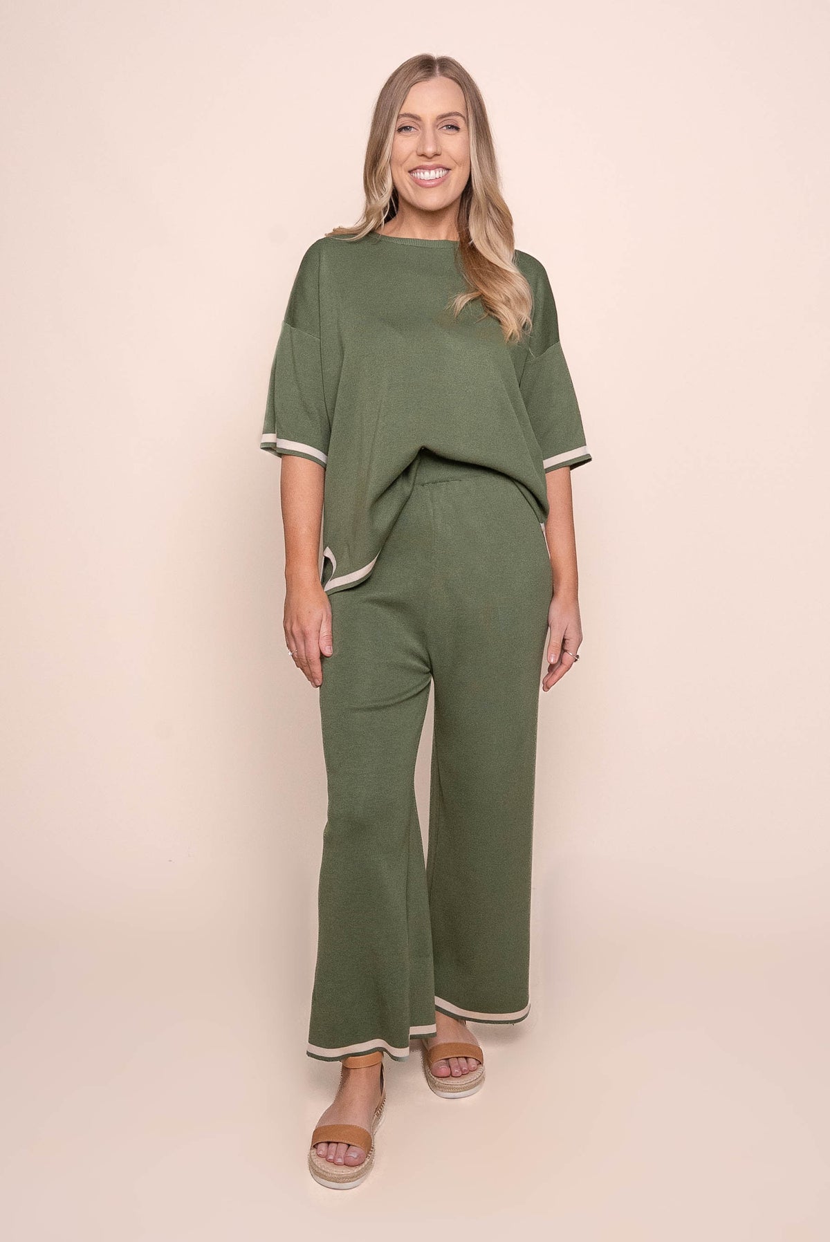 Harlina Knit Set in Olive Green