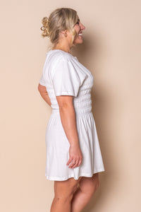 Lipa Ruched Mini Dress in White - All About Eve