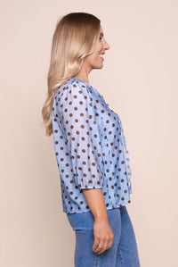Kandi Polka Dot Top in Blue