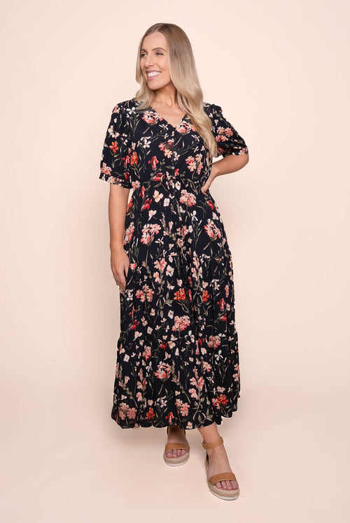 Zambi Floral Maxi Dress in Black