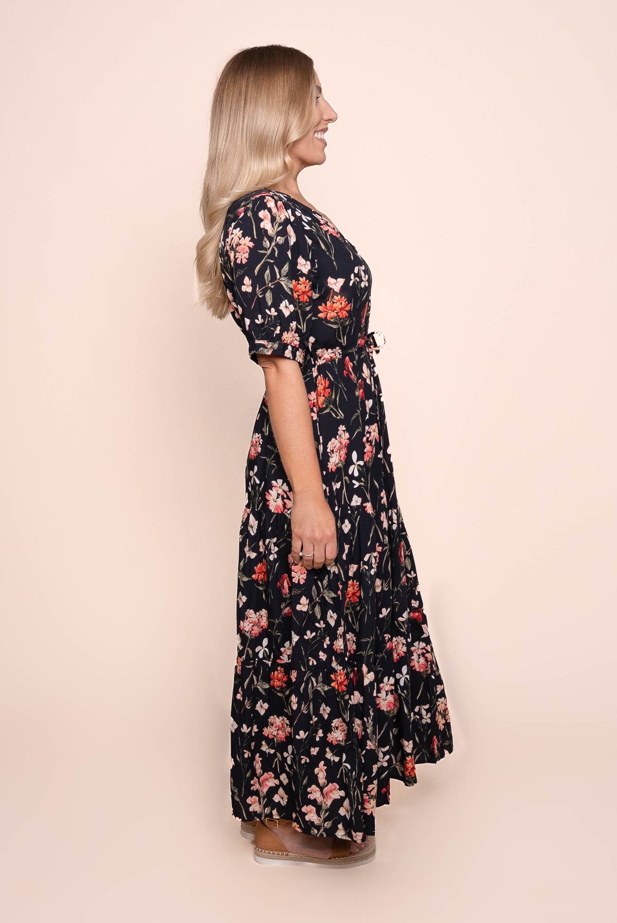 Zambi Floral Maxi Dress in Black
