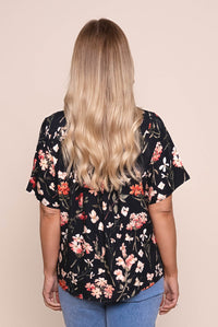 Lyla S/S Floral Top in Black
